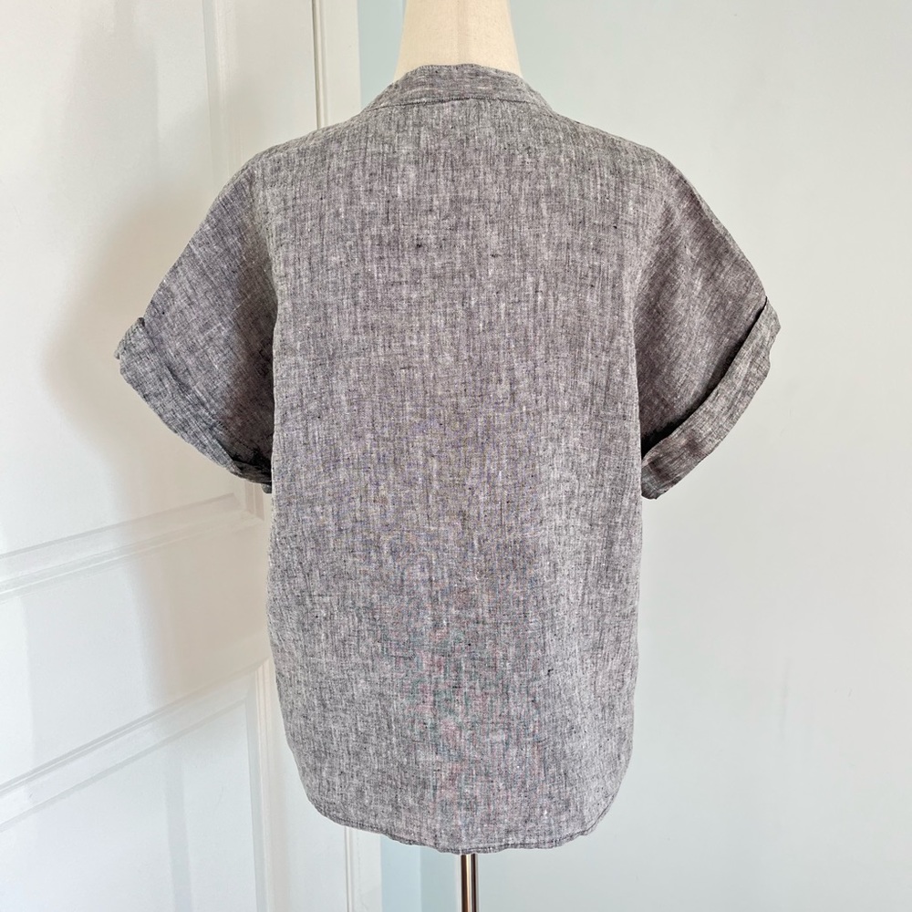 Charter Club 100% linen front tie blouse shirt size S - Picture 9 of 11